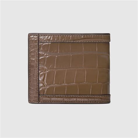 gucci crocodile card case with gg logo|Crocodile card case in black .